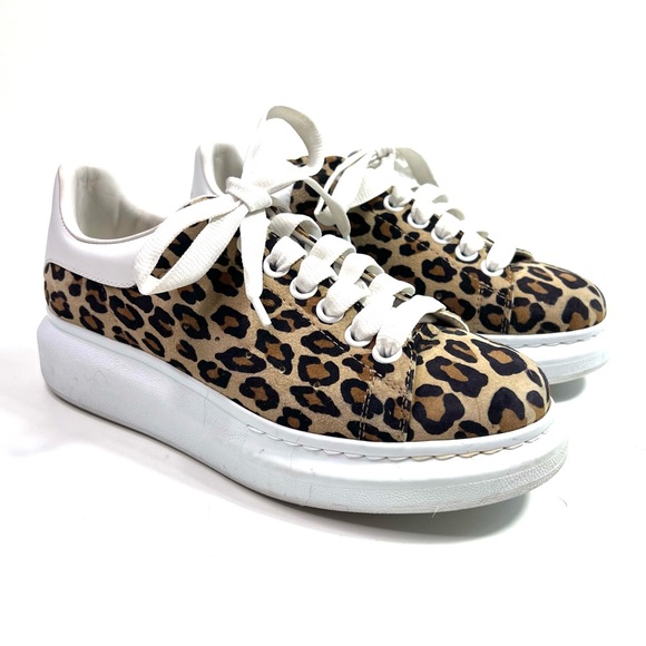 Alexander McQueen Leopard Suede Sneakers Size 38 - Picture 2 of 12
